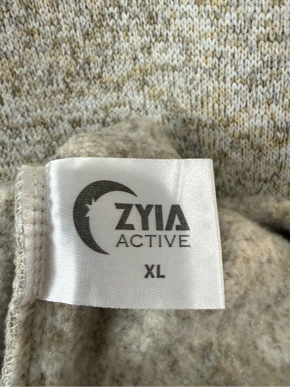 ZYIA Active XL Beige Heather Oversized Fleece Snap Neck Pullover Hoodie - Picture 2 of 5